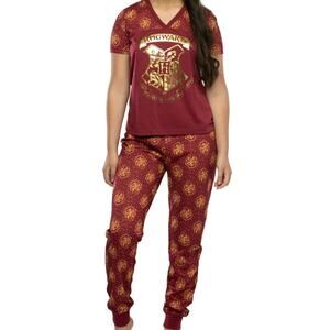 Harry Potter Hogwarts Pajama Set Juniors Small Jogger Sleepwear NWT